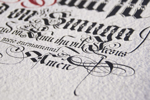 letterpress printed calligraphy hail mary in estonian