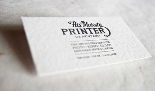 letterpress business card on handmade paper