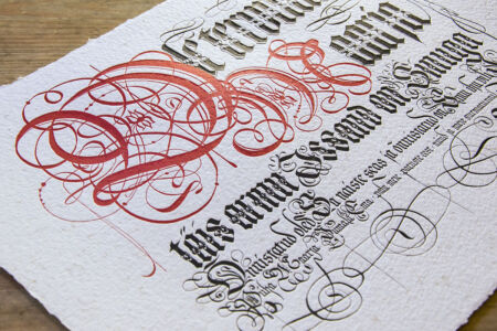 letterpress printed calligraphy hail mary in estonian