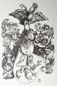 letterpress print Lion Coat of Arms, Dürer